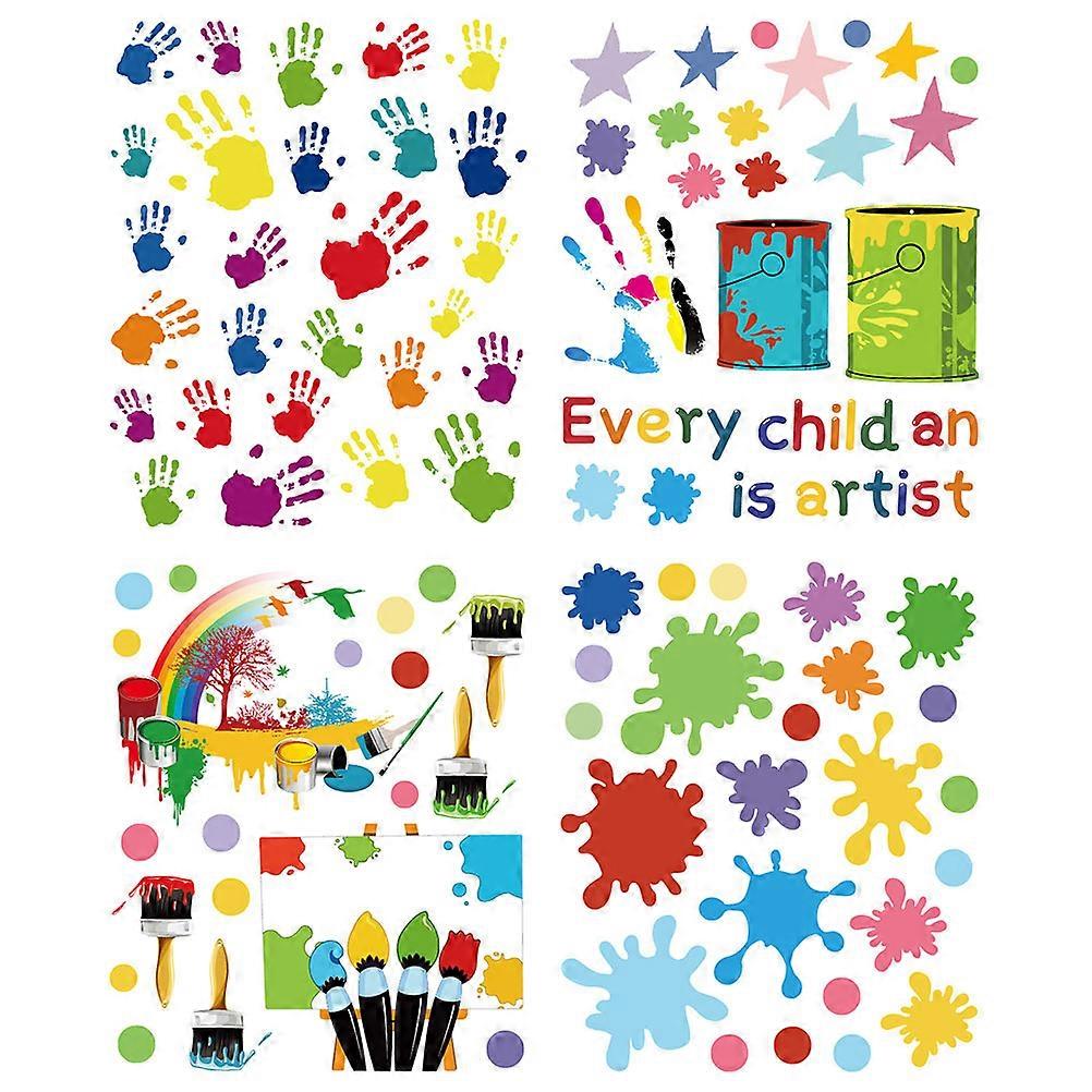 Colorful Handprint Wall Decals Adorable Decorative Stickers for Room DIY Set, Durable & Eye Catching Home Decor for Boys