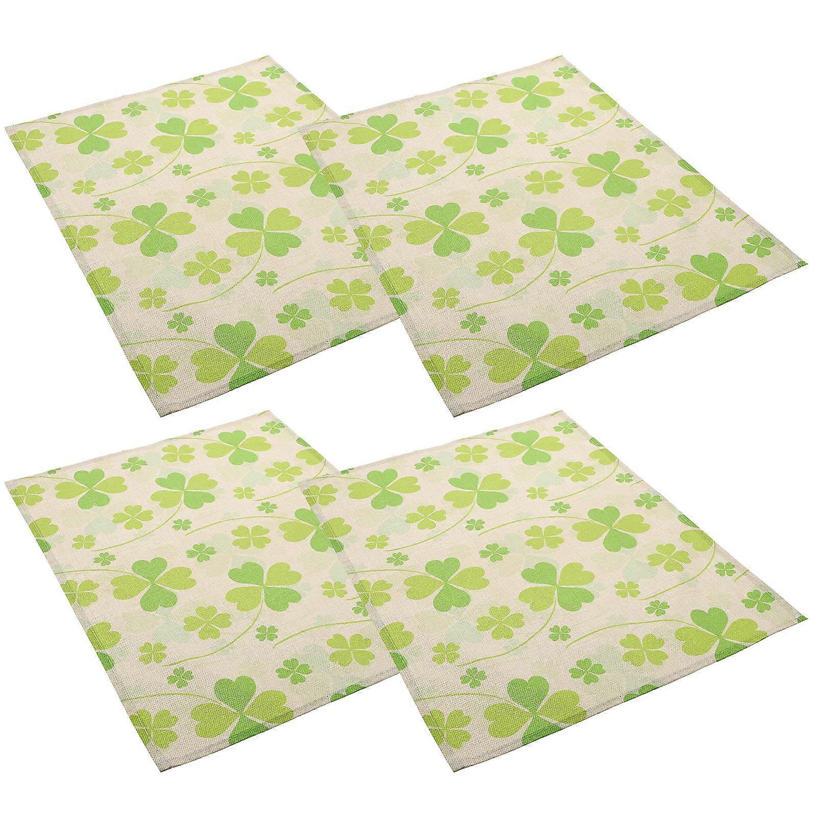Shamrock Placemat 4Pcs Multi Cotton Linen Lovely Table Decor Space-Saving Storage for Decor