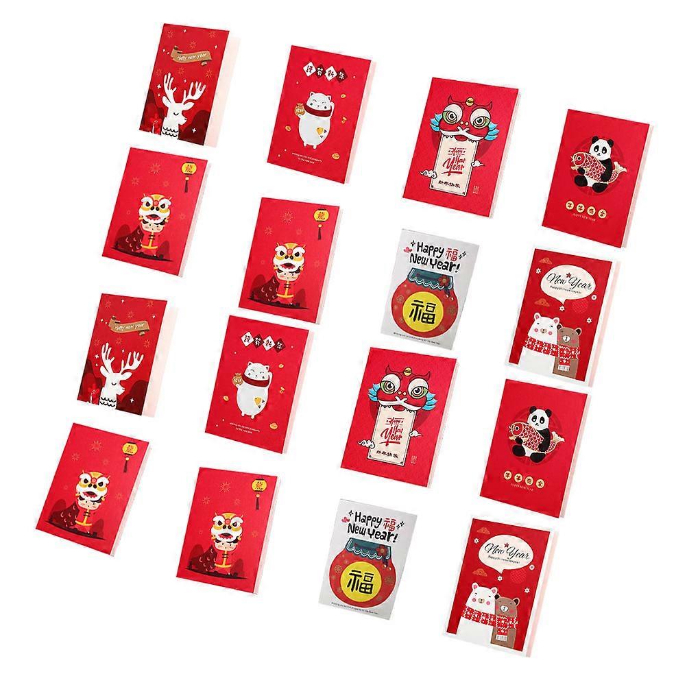 Greeting Card New Year Blessing Cards Party Invitation Elk Pattern for 16Pcs