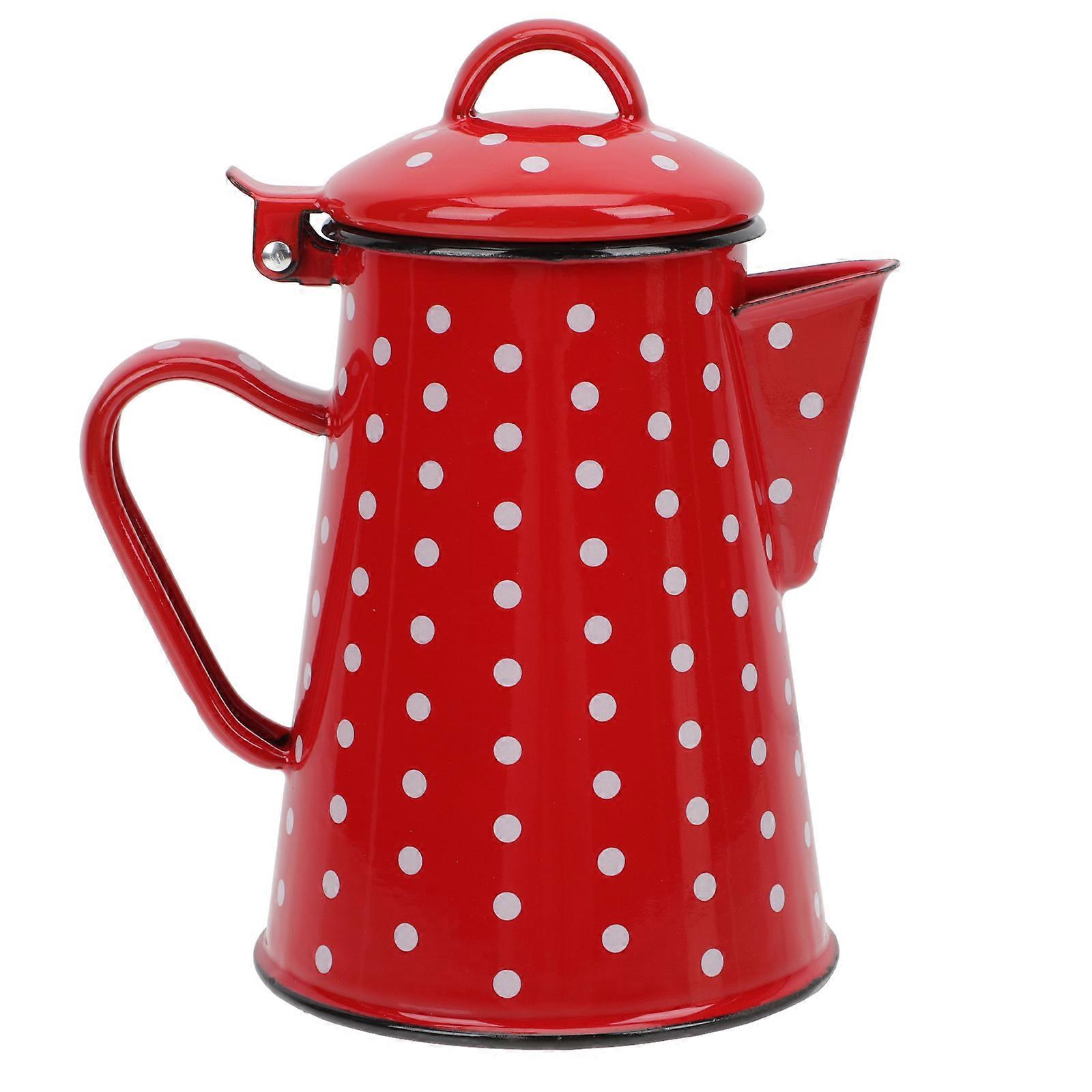 Enamel Coffee Pot with Insulated Handle for Induction, Electric, Gas Stoves – Stylish Teapot for Home, Camping, Parties – Ideal for Coffee and Tea