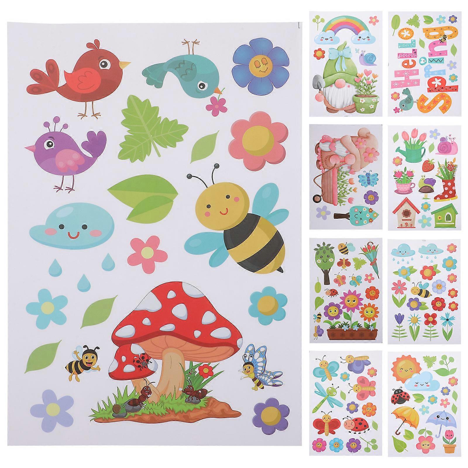 Spring Stickers for Windows Window Clings Decals Shop Owners Spring Party DIY Design 30x2cter 9Pcs