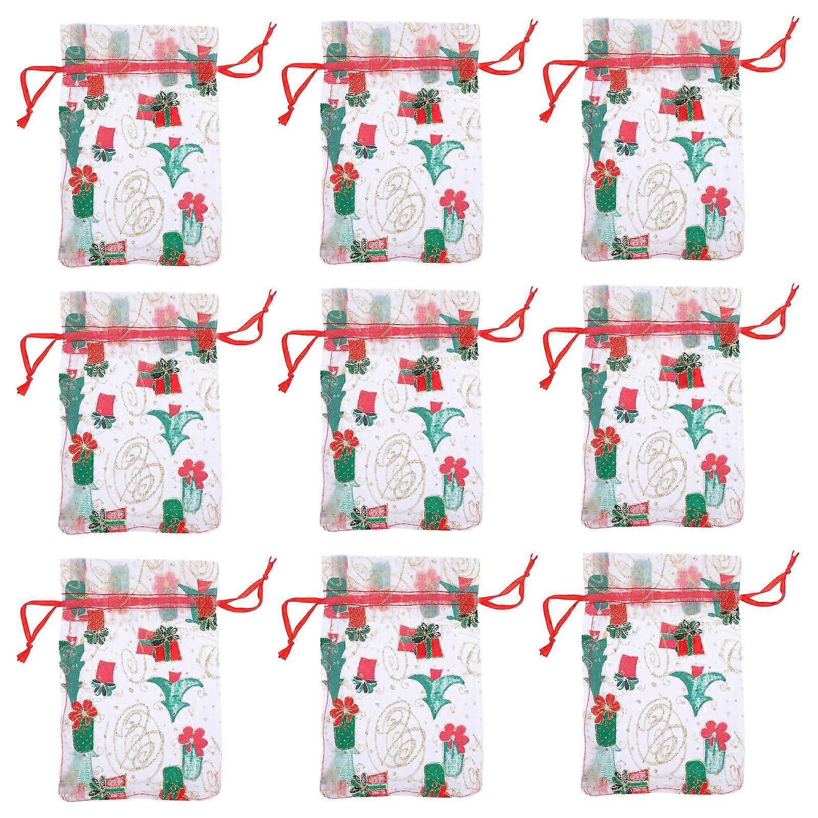 Holiday Goodie Bags Rectangular Shape Organza Material For Toys And Chocolate Christmas present Wrapping 50Pcs