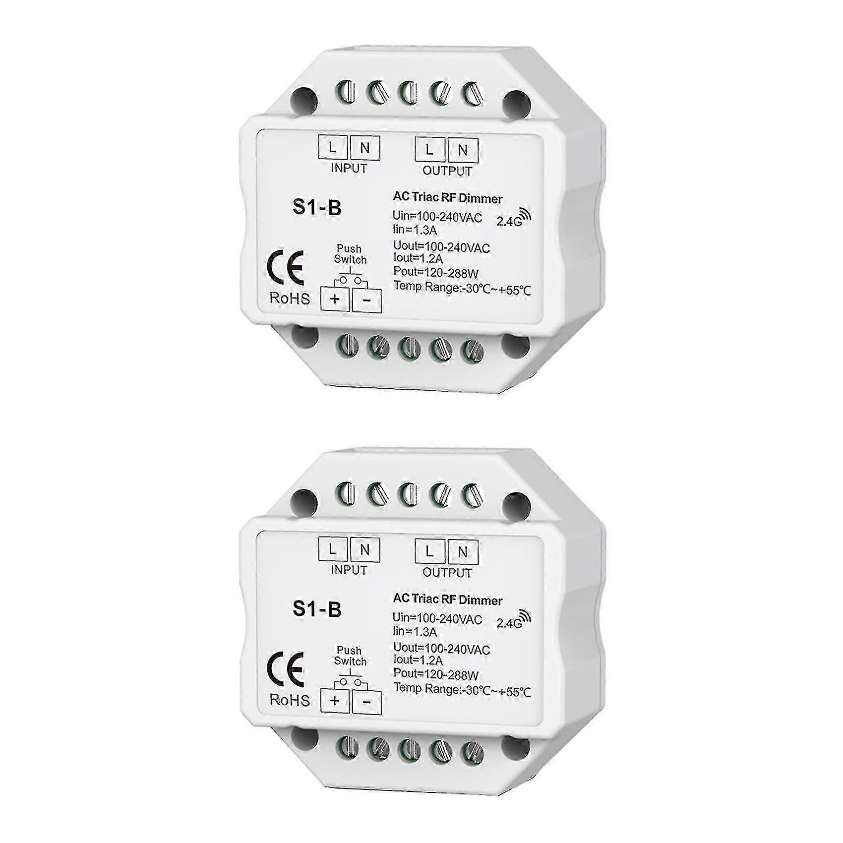 2x Ac 110V - 220V S1-B Led Triac Rf Stmievač Použite 2.4ghz Bezdrôtové 120W-288W Push Dimmer LED prepínač Con