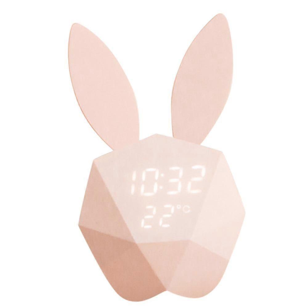 Rabbit Model Alarm Clock - Smart Voice Control USB Charging -Pink