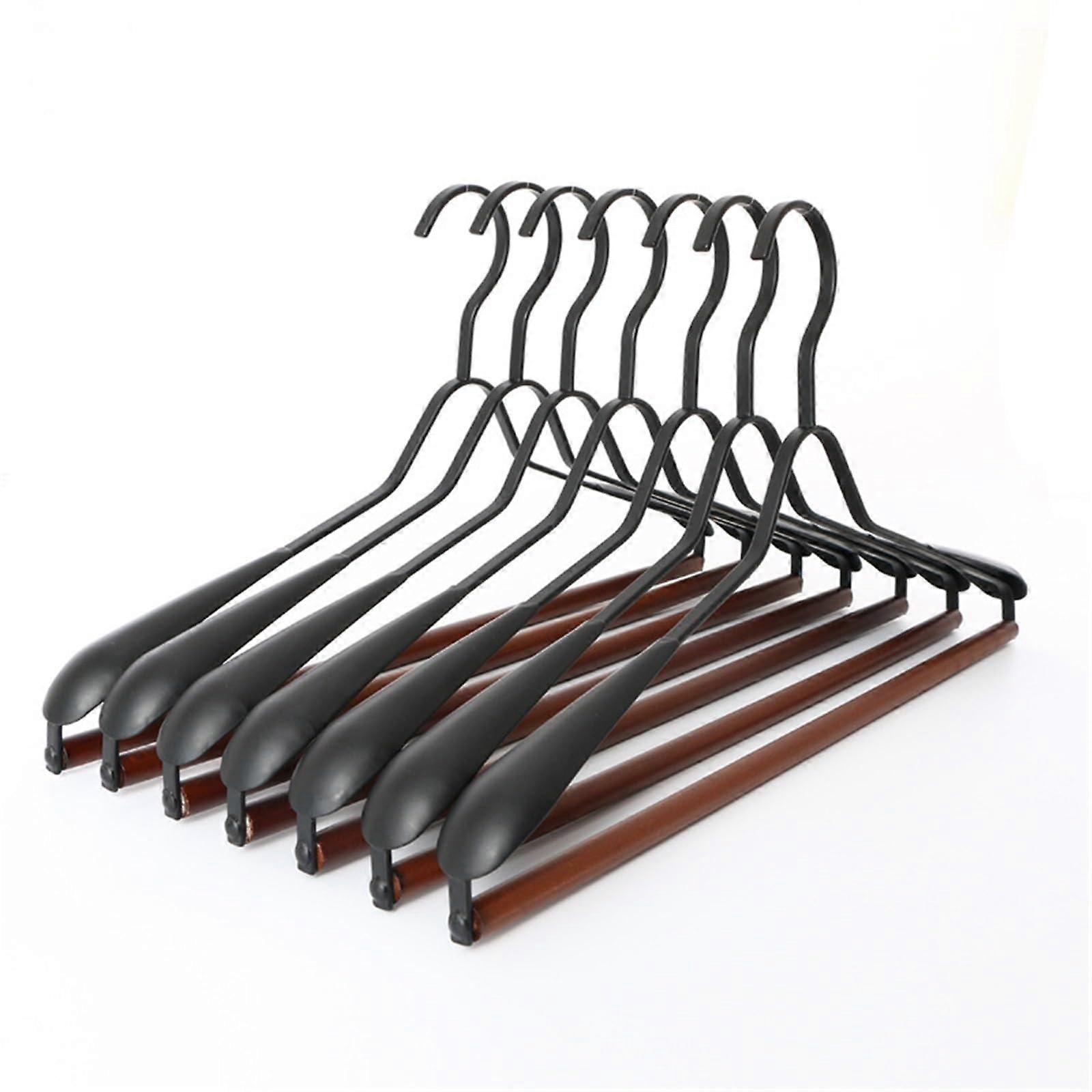 Solid Wood Clothes Hangers Round Wooden Hooks Space Saving Drying Rack Set of 5 (02)