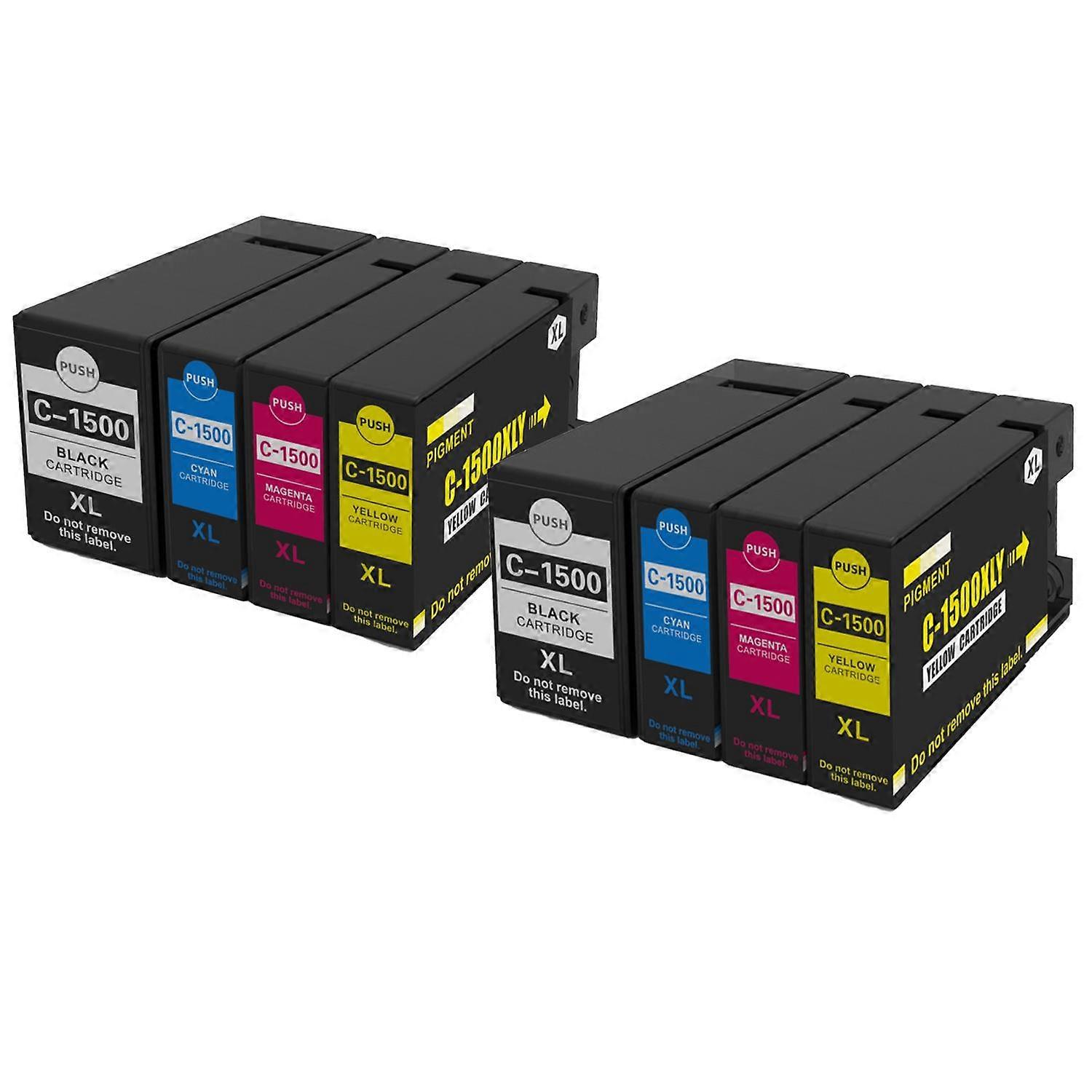 Conjunto de Cartuchos de Tinta Compatíveis com PGI-1500 da Go Inks, Pacote com 8, Preto/Ciano/Magenta/Amarelo para Impressoras Canon Pixma