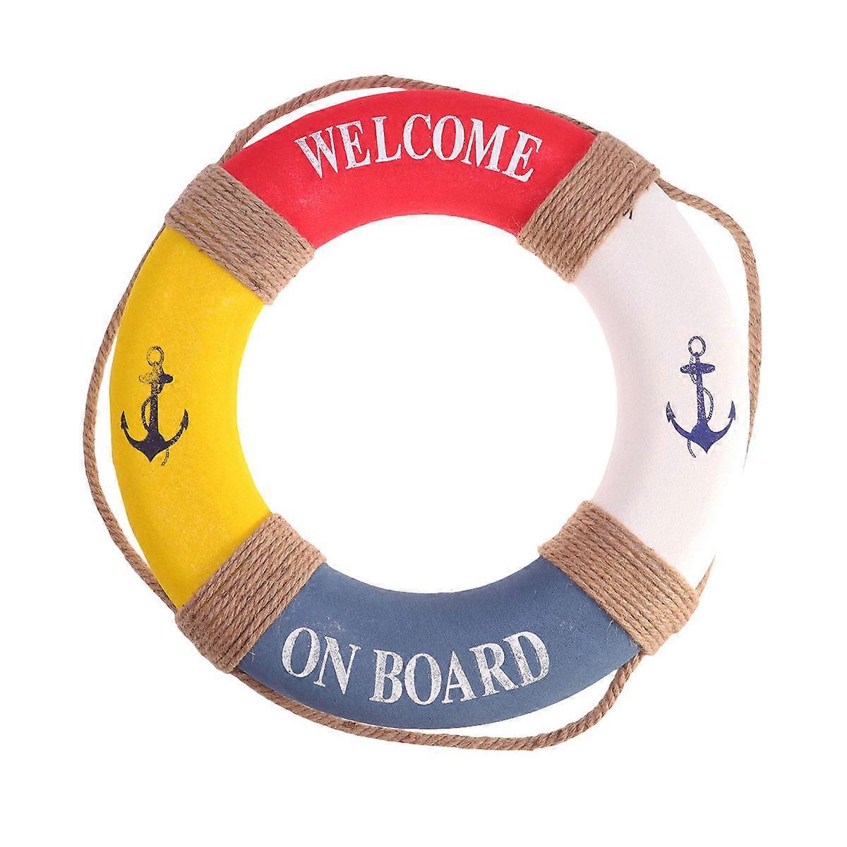 Nautical Hanging Ornament Hanging Lifebuoy Decoration Mediterranean Style For Cafe Red And Yellow 50cm Circle Home Decoration 1Pack