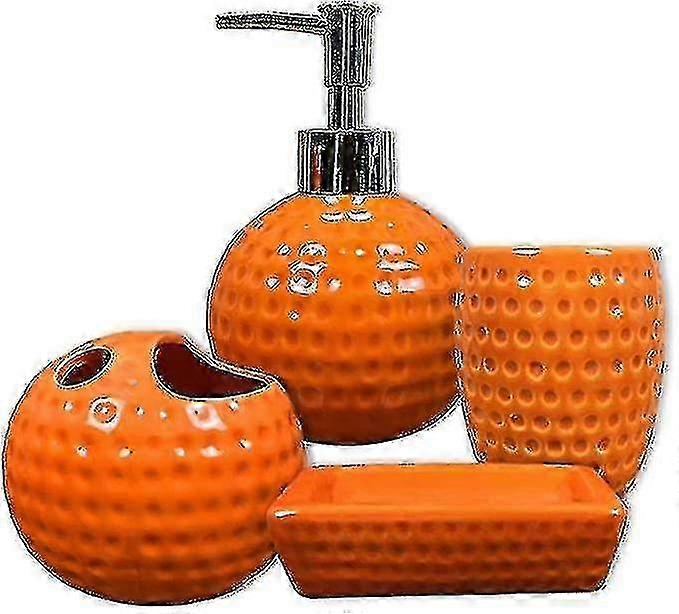 Bathroom Accessories Set, 4 Pieces Orange Ceramic Bathroom Accessory Set Includes Liquid Soap Or Bat 2025