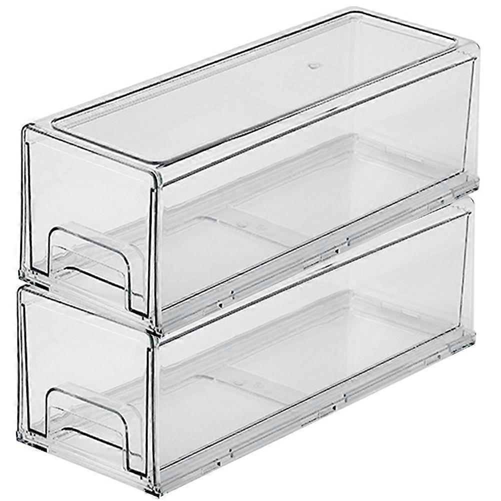 Refrigerator Bins Fridge Organiser Container Freshness Preservation Drawer-Style 33.5X12X11CM 2Pcs