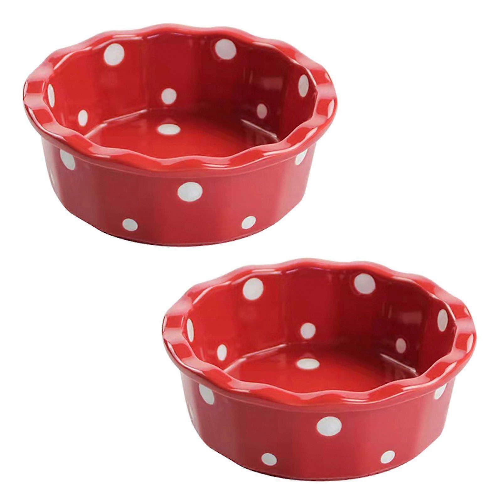 Creme Brulee Bowls 350 ml, Oven-Safe Souffle Moulds, Red Set Of 2