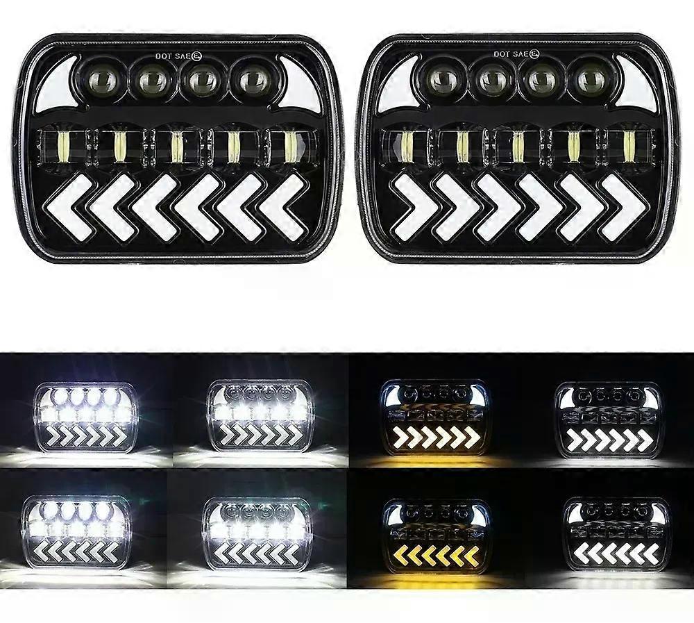 1 Par De Faros Delanteros Led 5x7 6x7 H4 Flecha mbar Jeep