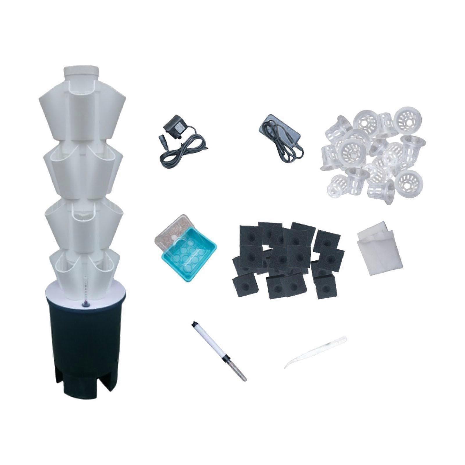 Hydroponic Tower Vertical Hydroponics Column 4 Levels EU Plug Balcony Garden for Plant Lovers