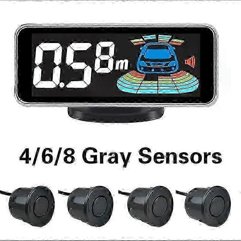 Kit de capteurs de stationnement radar multiples avec rétroéclairage Système d’affichage LED Assistant de détection de moniteur de recul