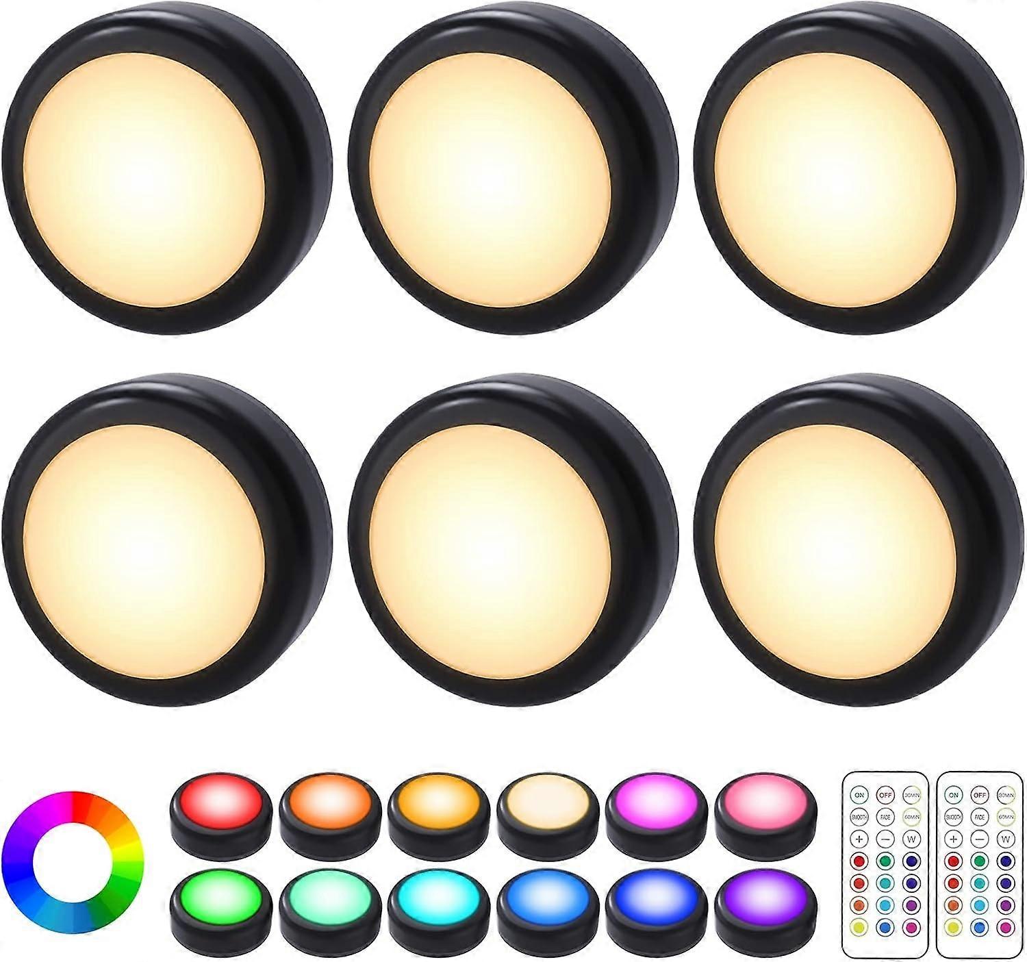 Night Light 13 Colors Changeable Led Puck Lightings Under Cabinet Lights, Powered Under Counter Li