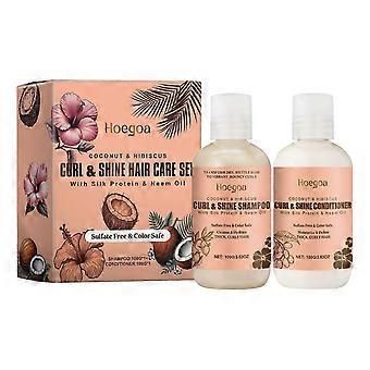 Hoegoa Coconut Moisturizing Shampoo Set Cleansing Moisturizing Curly Hair Elastic Shampoo