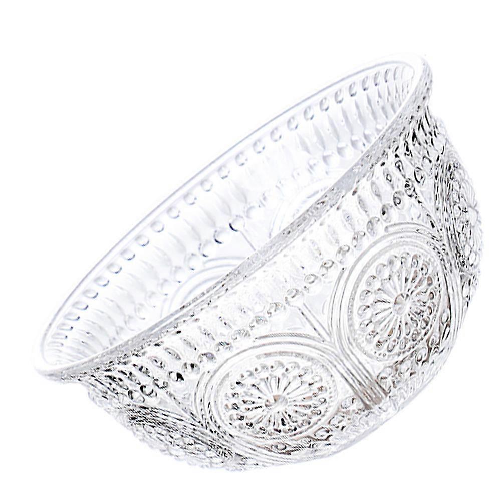 Retro Embossed Glass Dessert Bowl with Sunflower Design – Versatile Serving Bowl for Ice Cream, Salad, and Fruit – Decorative and Functional Food