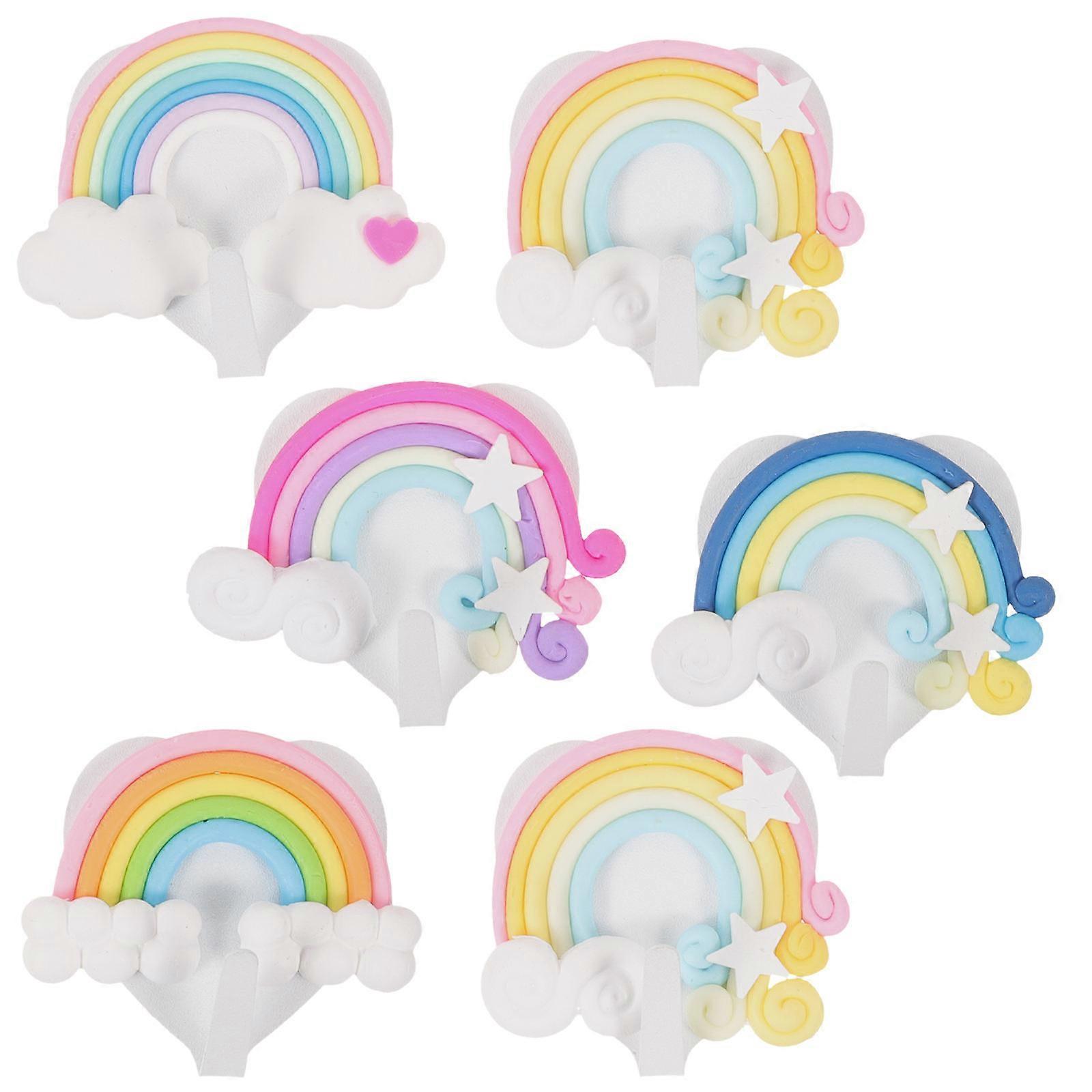 Colorful Hooks Wall Accessories Creative Design Assorted Color Heart Shape 6Pcs