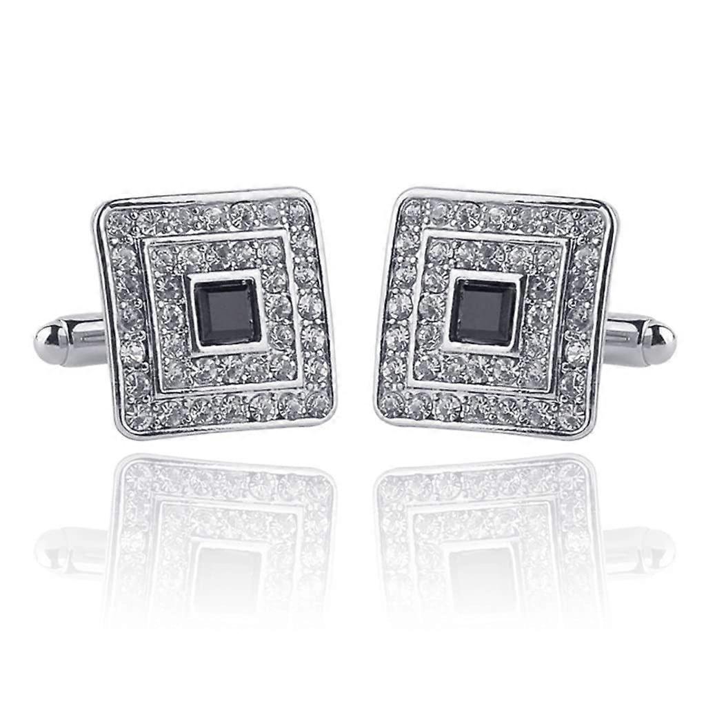 Strass Square Cufflinks for Men - Classic Business Shirt Accessories in Silver Color with Elegant Design