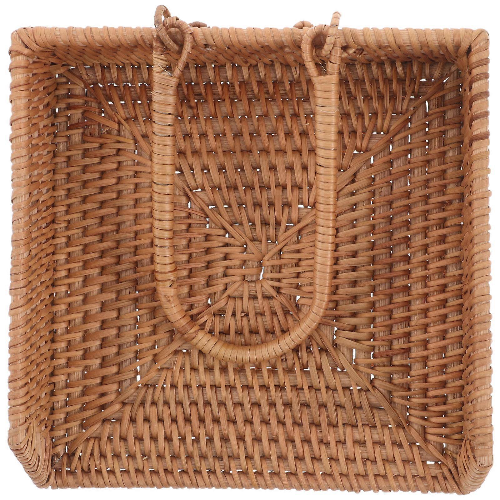 Handcrafted Rattan Napkin Holder for Kitchen Rustic Tissue Storage Box Woven Tray for Paper Napkins Farmhouse Decor