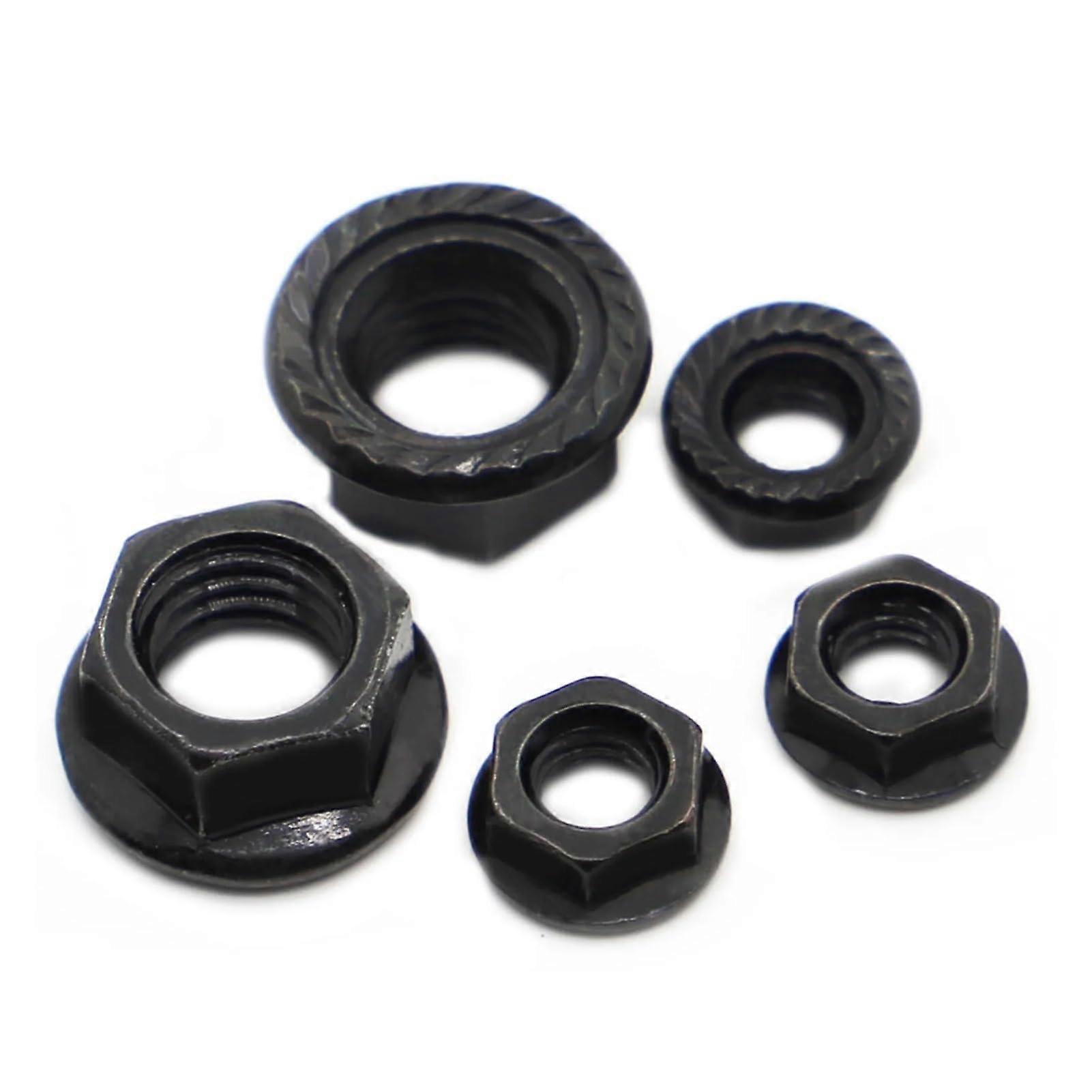 M3 M4 M5 M6 M8 M10 M12 Hex Nuts, Black Lock Nuts, Carbon Steel, DIN 6923, 5-50 Pieces, Various Sizes
