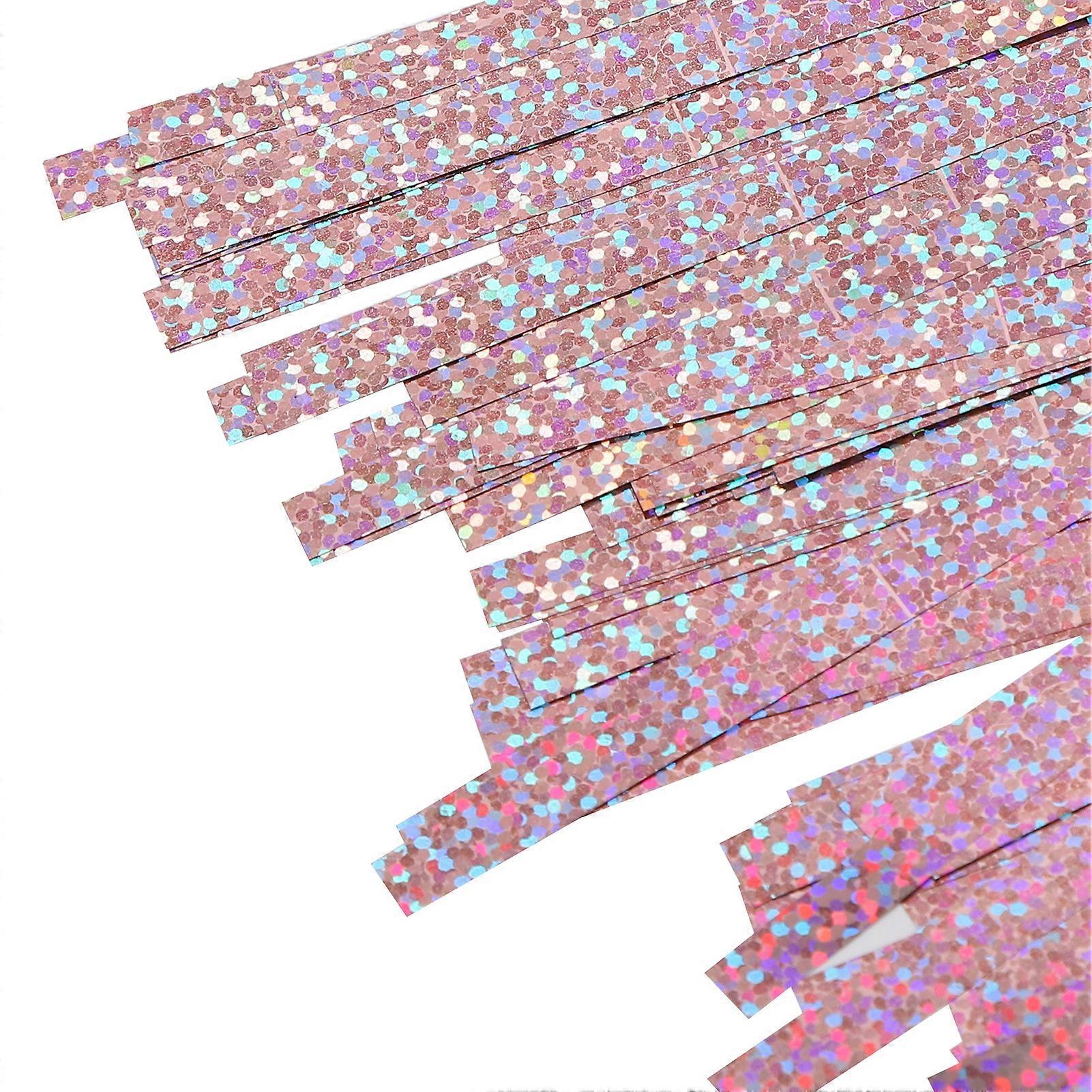 Metallic Tinsel Foil Fringe Curtain Photo Backdrop Birthday Party Decoration (1 x 2m)Rose Gold