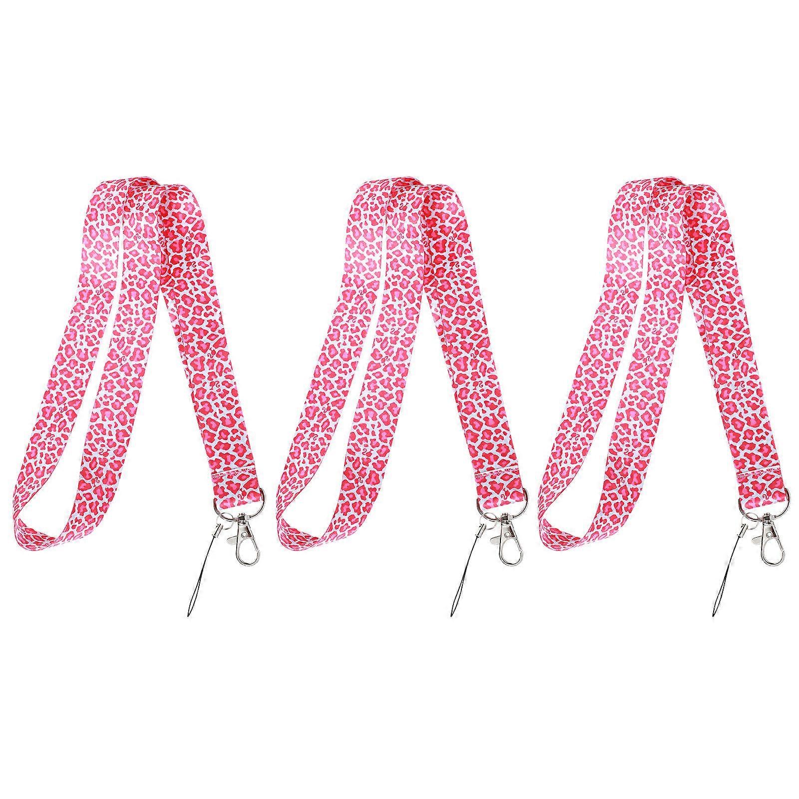 ID Cards Hanging Lanyard Leopard Design Phone Strap For Women Durable Material 48X4X0.2CM 3Pcs