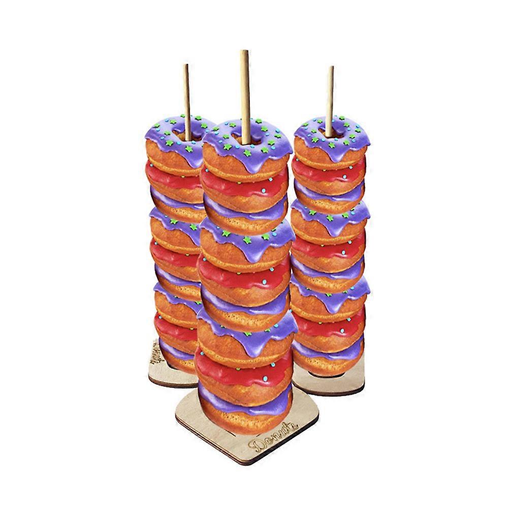 Donut Stativ Hjerte Form Donuts Rack Træ Donut Display Holder Lysebrun 30x13cm Servering Donuts 3stk