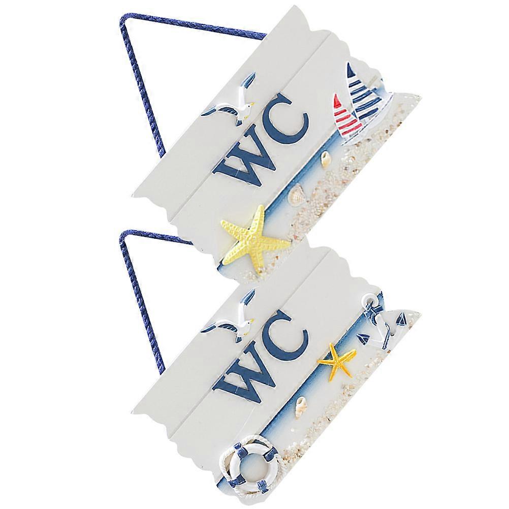 a polished and engaging product description based on your input:
**2pcs Mediterranean Style Toilet Signs – Decorative WC Door Sign for Bathroom