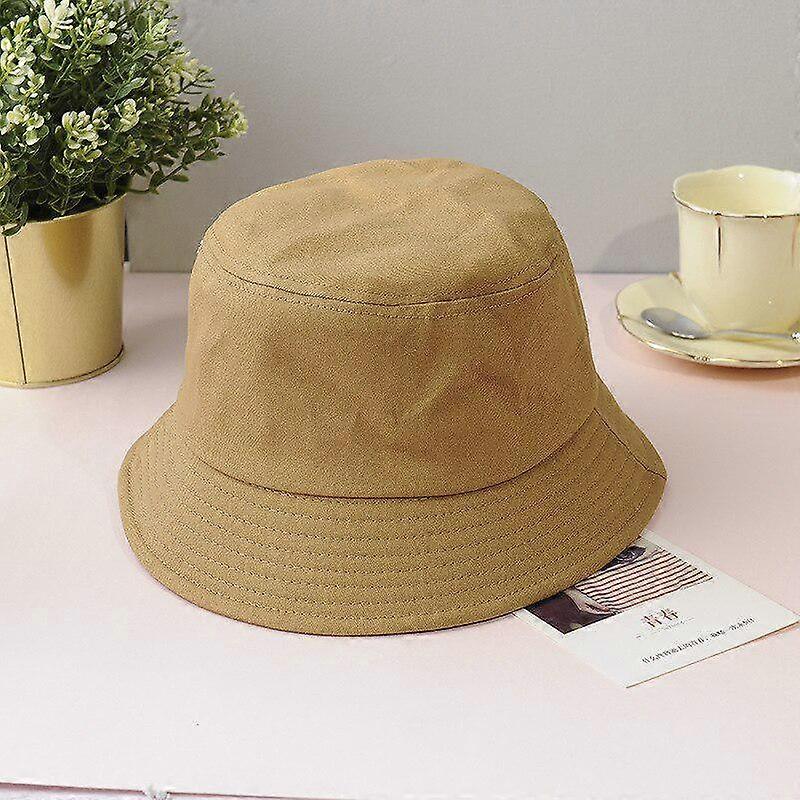 FAITOLAGI Summer Foldable Bucket Hat Outdoor Sunscreen Solid Color Unisex Fisherman Fishing Hat Cap