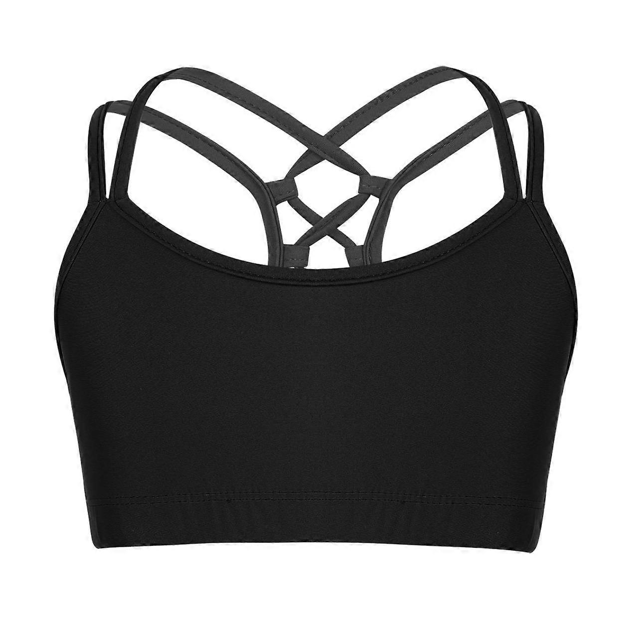 Big Girls Criss Cross Straps Back Stage Performance Bra Ballet Dance Ballroom Training Workout Crop Top