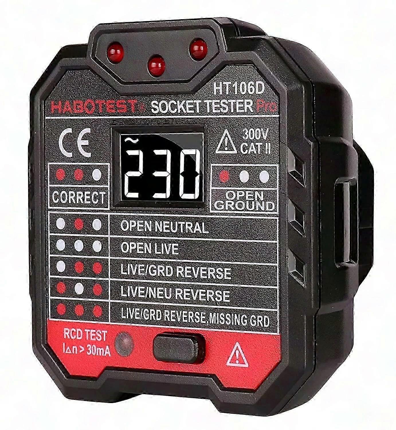 SP-Cow Advanced Socket Tester with Voltage Display 48-250V, Automatic Polarity & Current Detector for Outlets