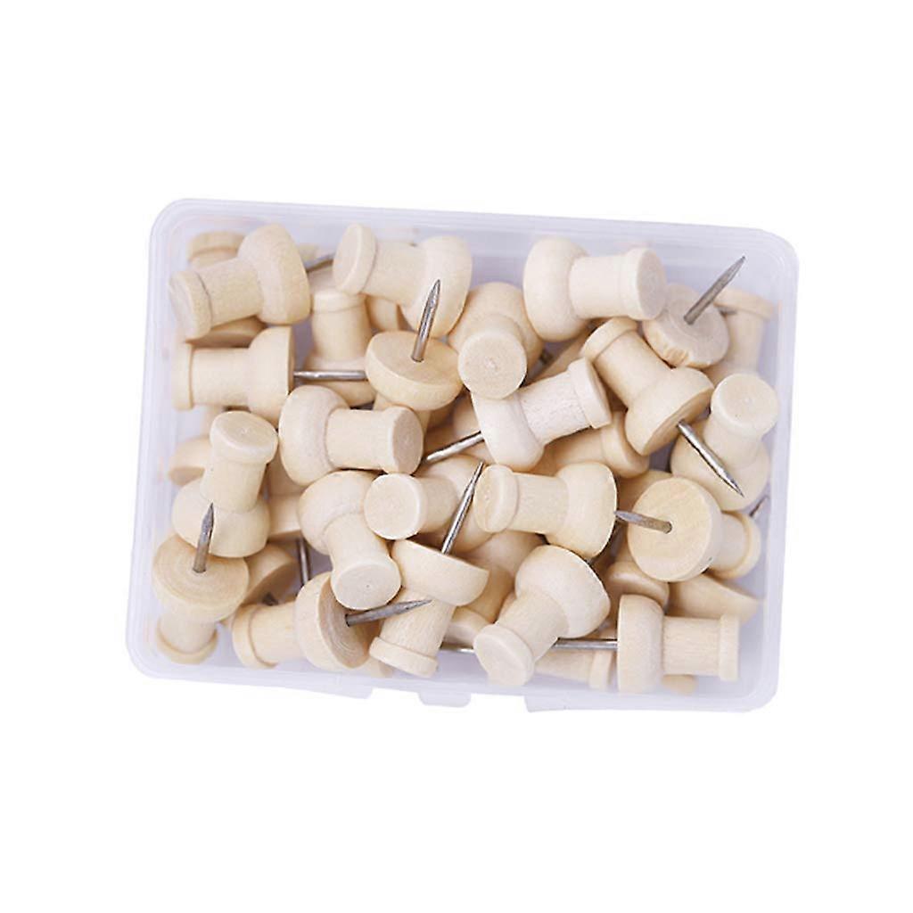 Natural Wood Head Push Pins, Decorative Thumbtacks for Cork Boards, Maps, and Crafts, 20-Pack