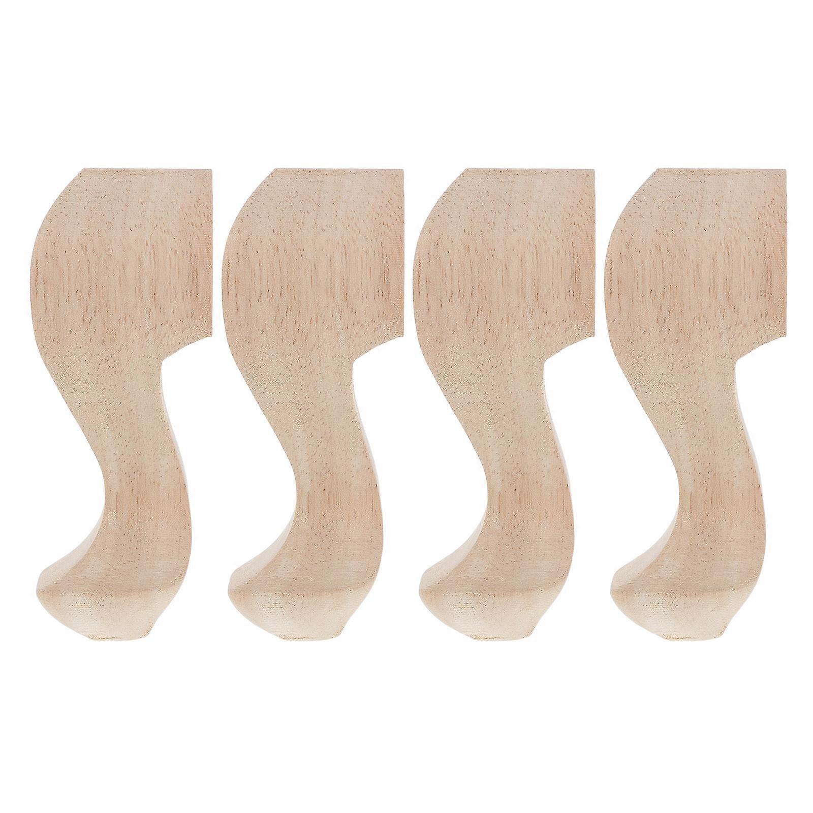4pcs Solid Wood Replacement Legs, Elegant European Style Carved Wooden Feet for Furniture, Coffee Tables, Cabinets & Bedside Tables – Easy