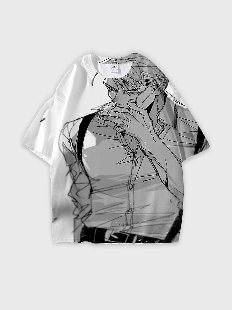 T-shirt round neck Character Pattern loose short sleeve P3220