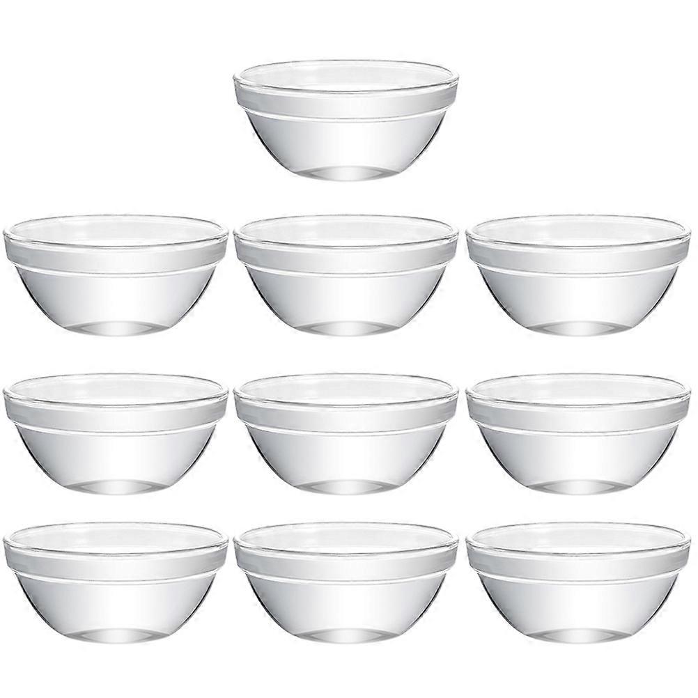 Round Glass Bowls 10Pcs Stackable Prep Bowls Transparent For Snack Container