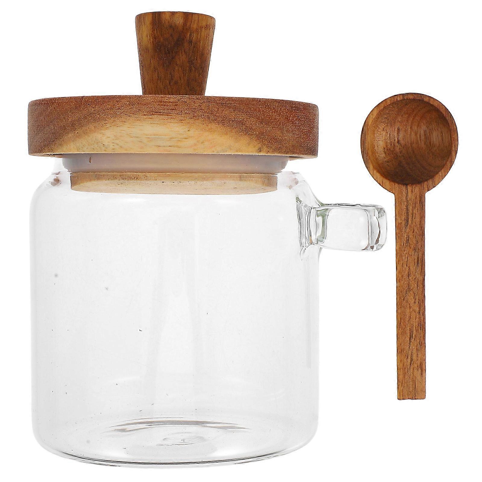 1 Set Honey Jar with Dipper and Lid Mini Glass Honey Dipper Stick Delicate Honey Holder
