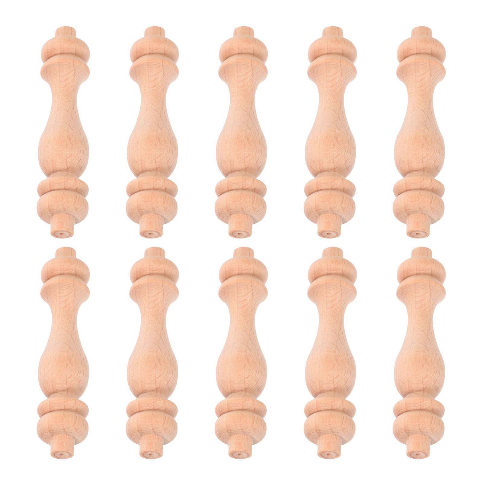 Furniture Wood Finials Decorative Wooden Roman Pillar for Handrail Projects Vintage Style Staircase Balusters 3.2×0.7×0.7in Rail Maintenance 10Pcs