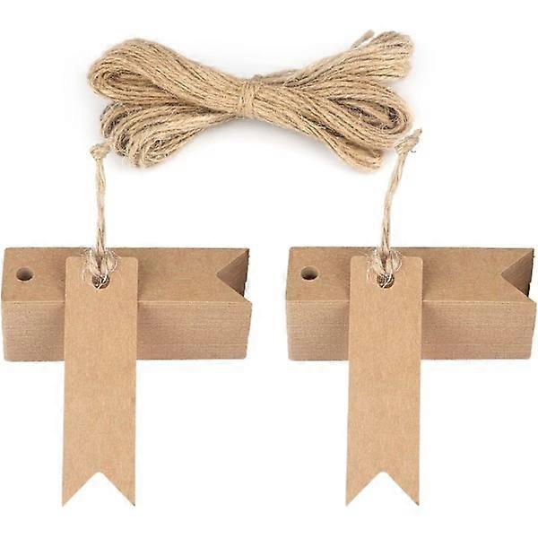 7 x 2 cm Kraft Paper Labels Gift Tags, 100 pcs and 20 m Jute Twine for