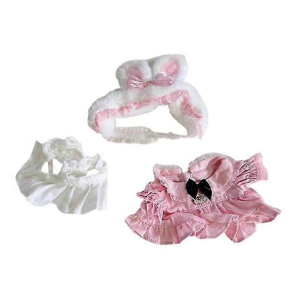 Dockkläder hår accessoarer kanin öron docka klänning set för hängande docka