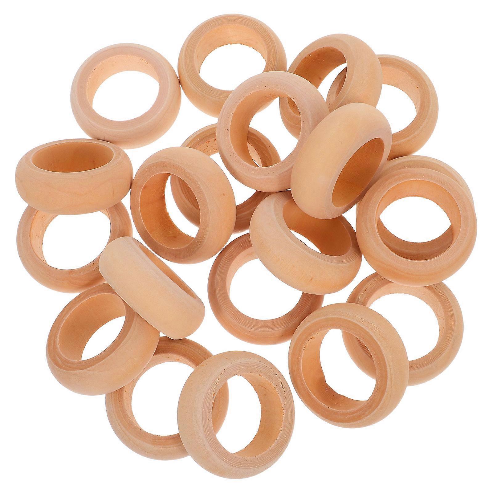 Rustic Wooden Napkin Rings Set of 20 – Natural Wood Holders for Cloth Napkins, Farmhouse Table Decor, Wedding Party Holiday Use