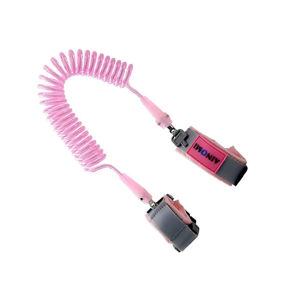 Kids Wrist Link Harness With Locking Feature For Travel 250X10Cm Anti-Lost And Stretchable In Pink 1Set