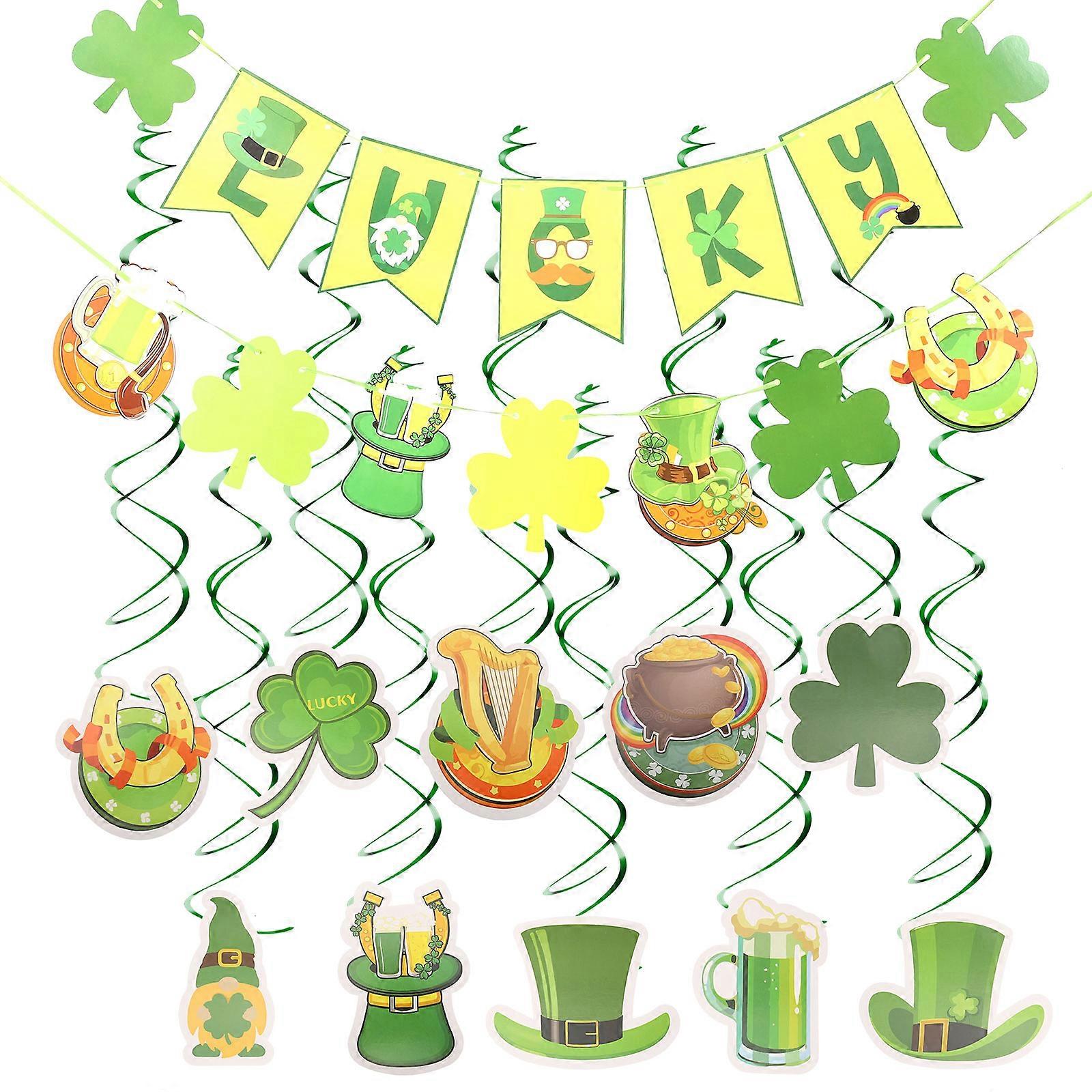 St Patricks Day Decorations Set with Assorted Color Paper Banners for Celebration 1 Set