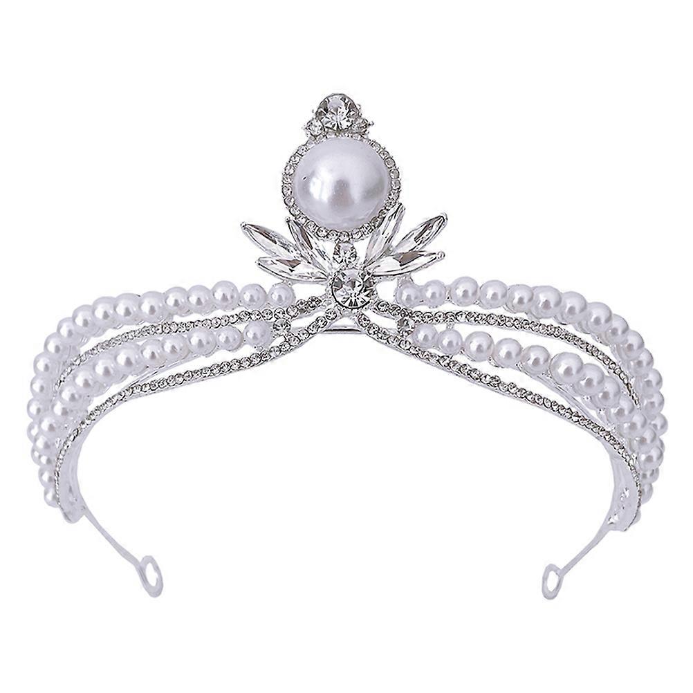 Elegant Pearl Inlaid Headband for Wedding and Party Silver Zinc Alloy Lightweight
