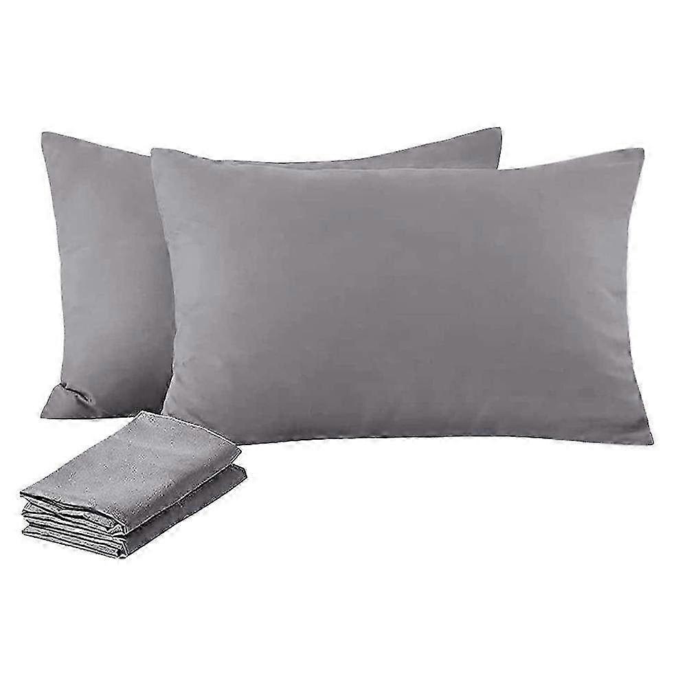 Set of 2 Waterproof Grey Pillowcases 50x70 cm - Soft and Durable for Comfort and Protection