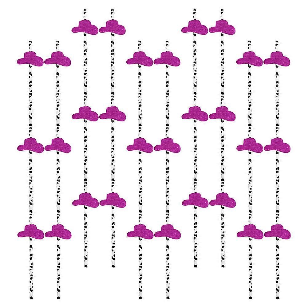 30pcs Cow Print Paper Straws for Party Supplies, Creative Cow Hat Design Drinking Straws for Beverages and Cakes, Suitable for Cold Drinks