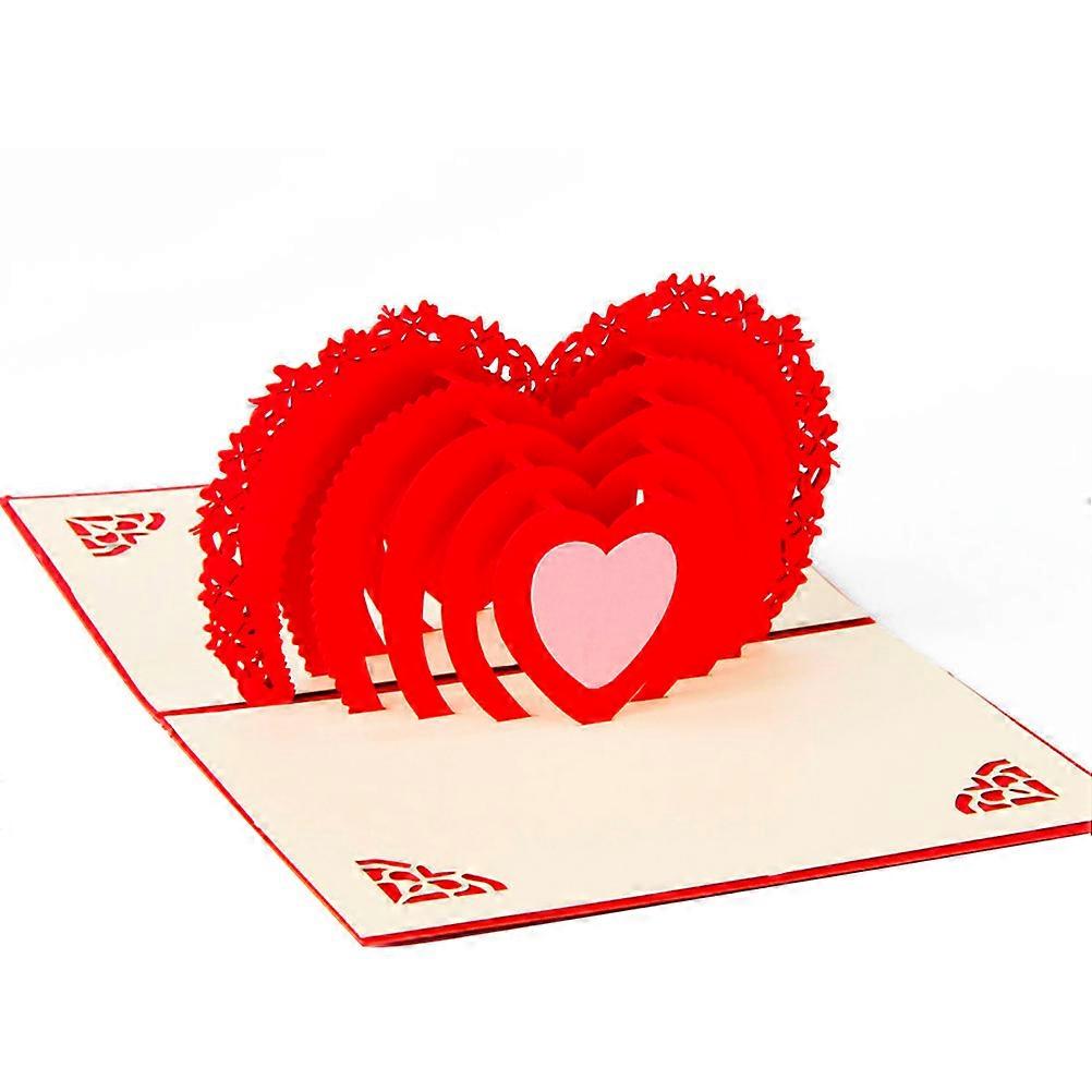 Red 3D Greeting Cards with Creative Design for Valentine's Day Gifts and Family Wishes