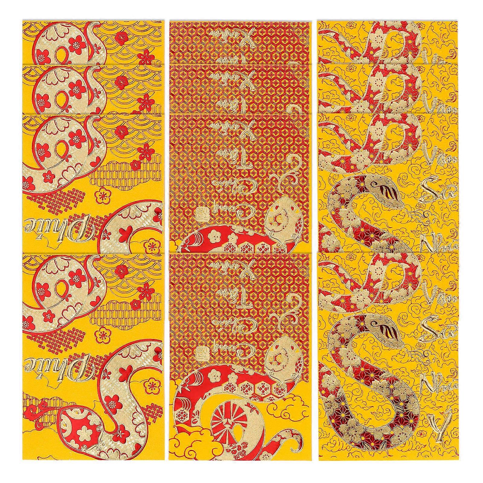 18Pcs Year Of The Snake Red Envelopes Money Pouches Vietnamese Red Pocket Snake Year Red Pockets