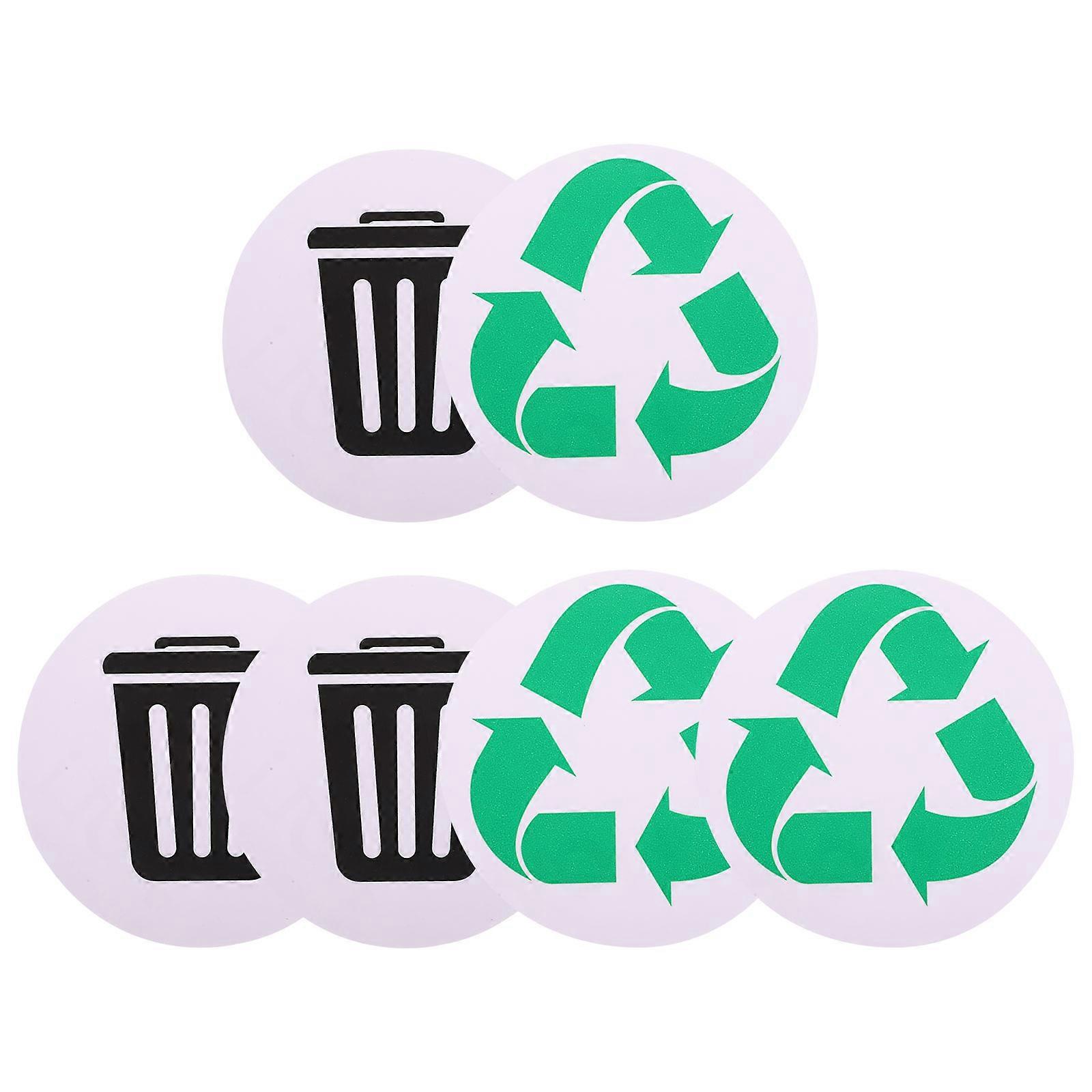 6pcs Garbage Classification Sign Stickers Recycle Stickers Trash Can Stickers