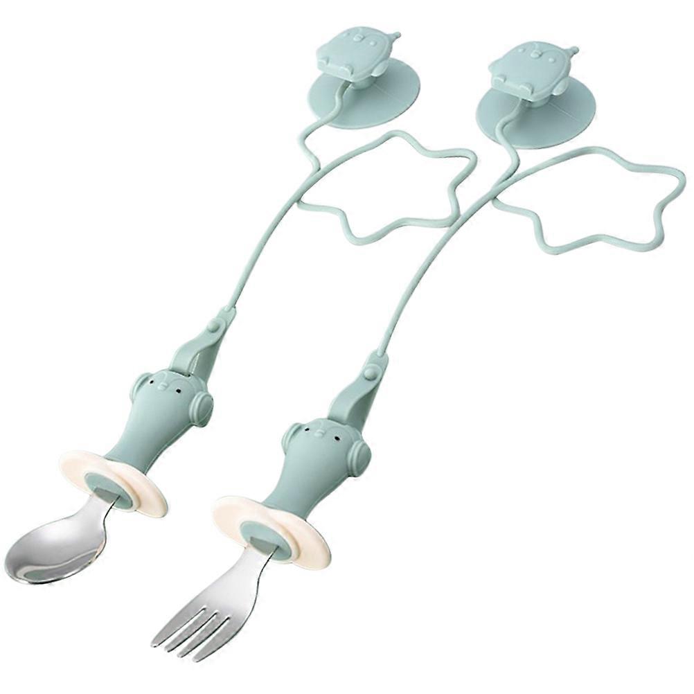 Travel Friendly Baby Utensils Set Including Suction Cup Fork And Spoon For Toddlers Set