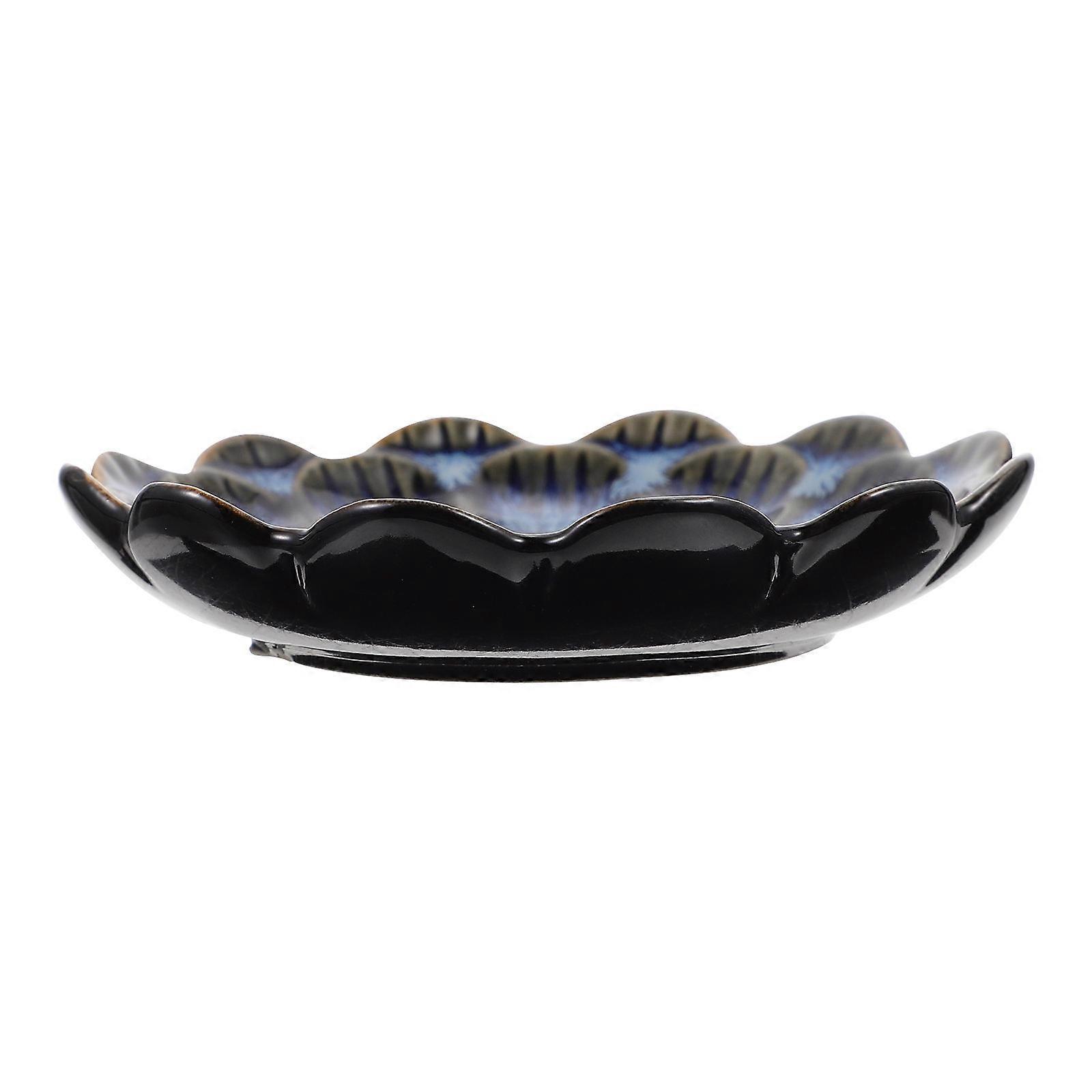 Blue Ceramic Side Dish Flower Shape Bowl Suitable For Dipping Sauces At Restaurants 1 Piece